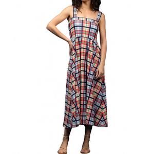 Plaid Midi Sundress with Straps - Multi